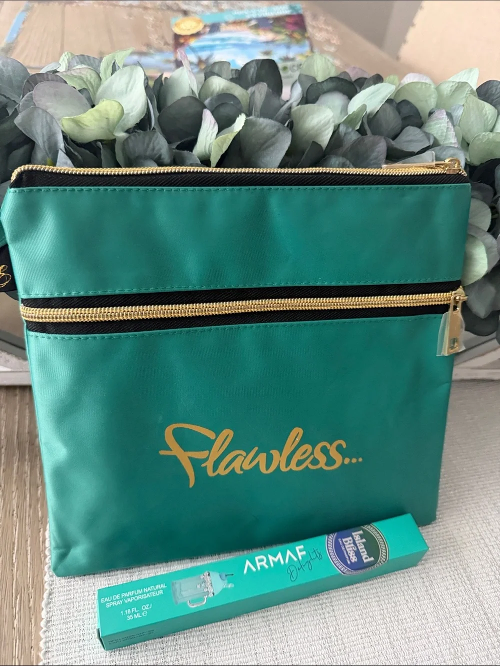 ARMAF Island Bliss + Cosmetic Bag with Gold Accents NIB